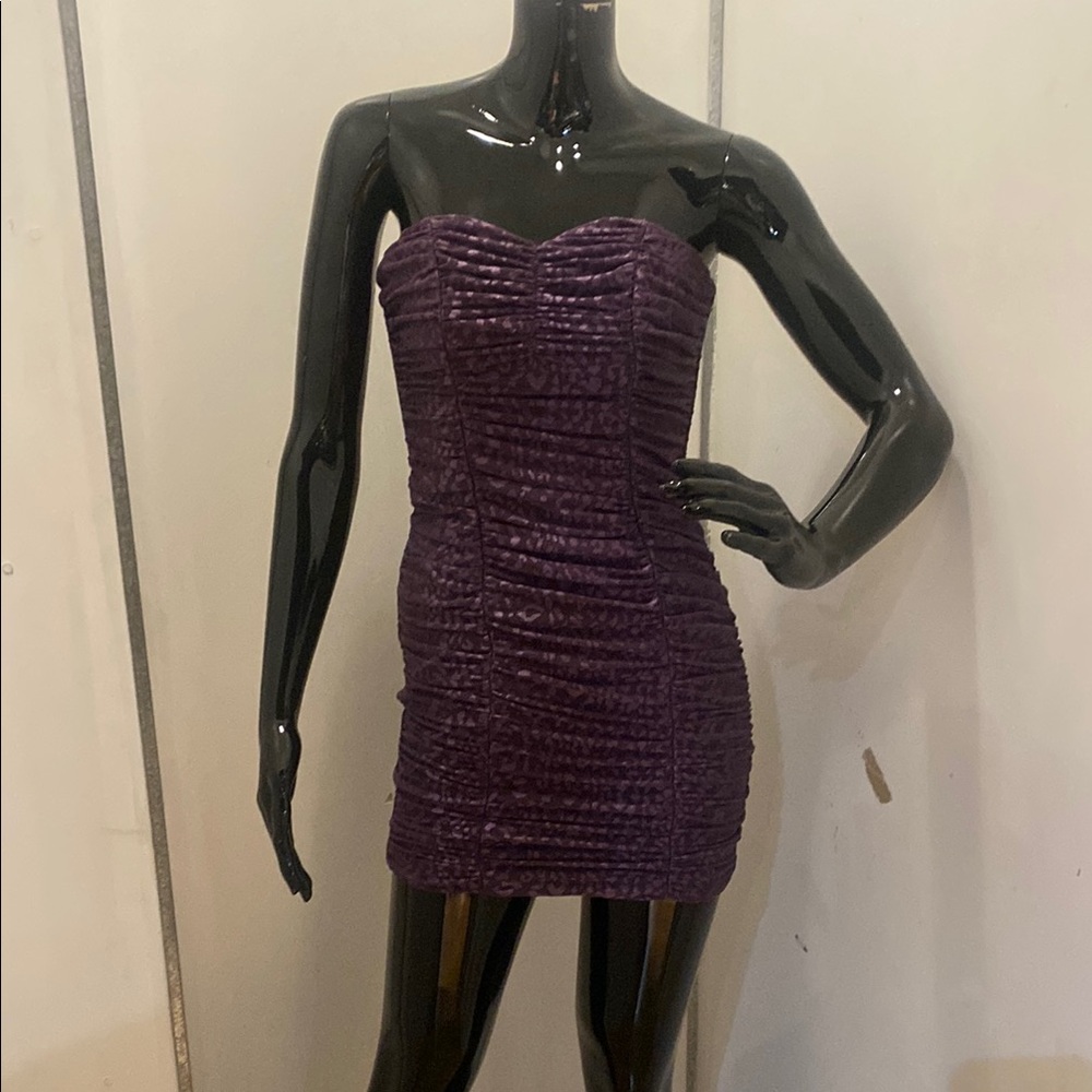 Charlotte Russe Purple Strapless Ruched Bodycon Dress